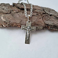 Серебряный крестик прямой Крест с распятием серебо 925 пробы Черненное 3598ч 3.30г