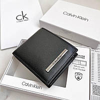 Мужской кошелек из натуральной кожи черный Calvin Klein кожаный кошелек в подарочной упаковке