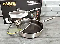 Сковорода професійна глибока з нержавіючої сталі 28 см Benson з антипригарним покриттям (BN-588)