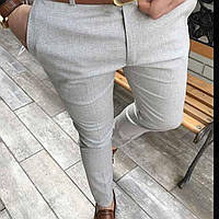 Стильные мужские классические брюки зауженные однотонные (Размеры 30,31,32,33,34,36), Светло-серые