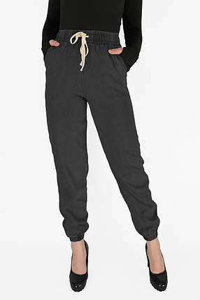 Штани літні бавовняні під манжет Штани жіночі на гумці Чорний колір 2XL — 5XL, фото 1