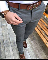 Стильные мужские классические брюки зауженные однотонные (Размеры 30,31,32,33,34,36), Серые