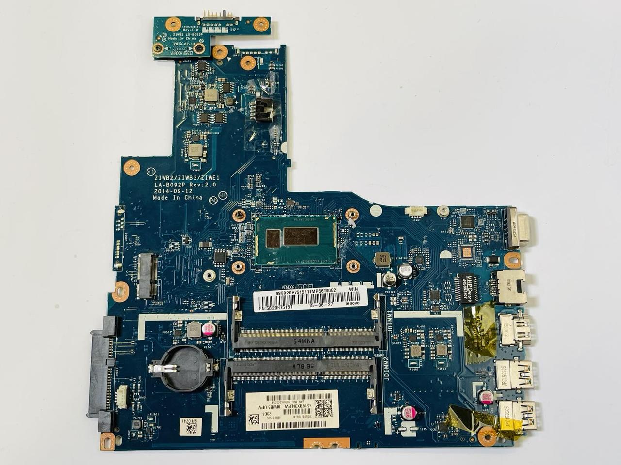 Б/В Материнська плата для ноутбука Lenovo B50-80 ZIWB2/ZIWB3/ZIWE1 LA-B092P REV : 2.0, 5B20H751 (НЕСПРАВНА)