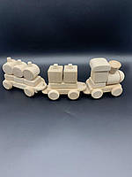 Дерев'яна дитяча іграшка "Поїзд" (паровозик і два вагони) з екологічного матеріалу