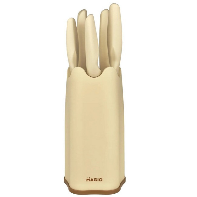 Набір кухонних ножів на підставці 5 шт MAGIO MG-1090 Beige S