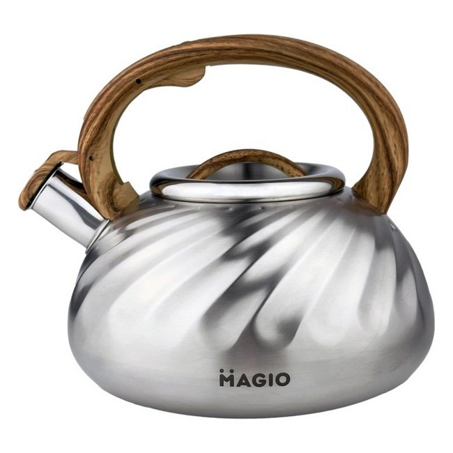 Чайник для плити зі свистком 3л MAGIO MG-1194 Steel/Wood S