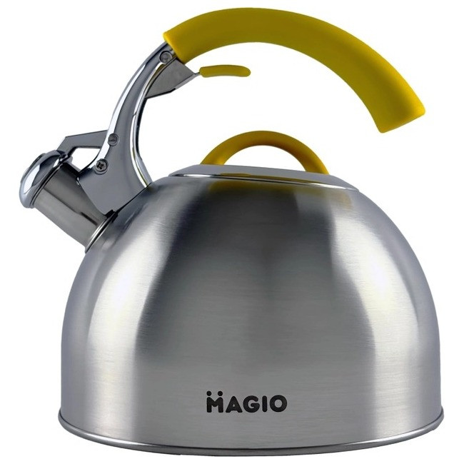 Чайник зі свистком для плити 2,5л MAGIO MG-1191 Steel/Yellow S