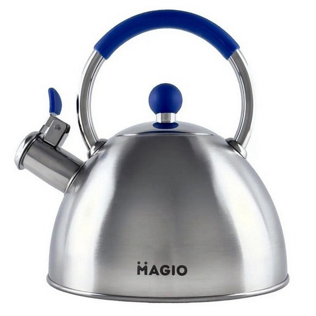 Чайник для плити зі свистком 2,5л MAGIO MG-1190 Steel/Blue S