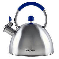 Чайник для плити зі свистком 2,5л MAGIO MG-1190 Steel/Blue S