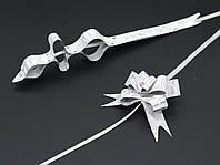 Подарунковий бант-затяжка поліпропіленовий для декору Колір "срібло".