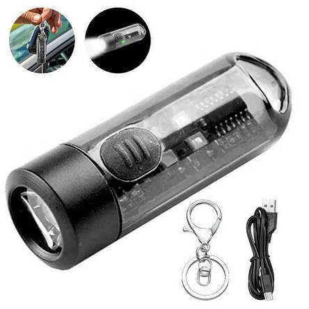 Ліхтар ручний S2-XPG+SMD(RGB), Li-Ion акумулятор, карабін, ЗУ Type-C, фото 1