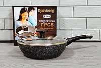 Универсальная сковорода 24см с мраморным антипригарным покрытием Rainberg RB-763 / Сковорода для всех плит