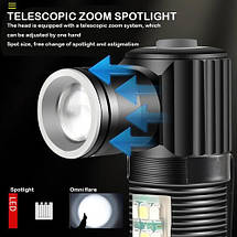 Ліхтар ручний SY-2209-Р50+18SMD(RGB), Li-Ion акумулятор, індикація заряду, ЗУ USB, zoom, фото 5