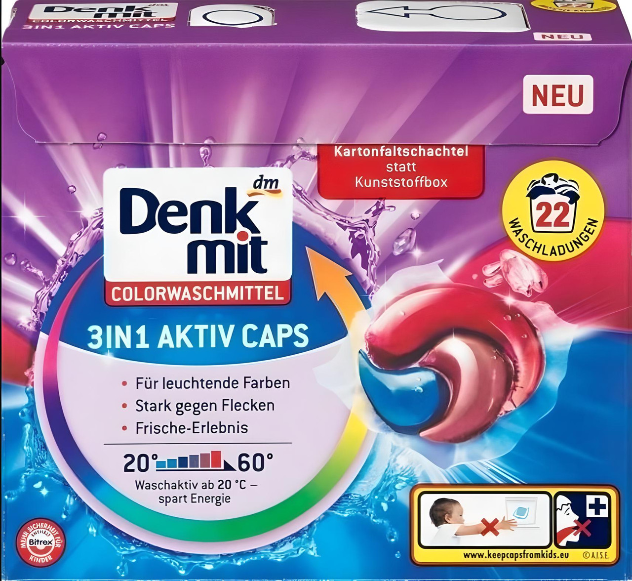 Капсули для прання Denkmit Color  3-в-1 для кольорової білизни