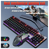 Игровой комплект с RGB подсветкой клавиатура механическая + оптическая мышка FOREV Q609