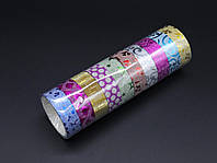 Цветной скотч декоративный с узорами для упаковки подарков 15 мм 10 мотков