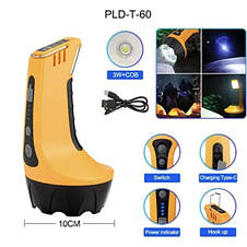 Ліхтар ручний T60-3W+COB, Li-Ion акумулятор, індикація заряду, гак, ЗУ Type-C, фото 3
