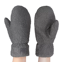 Жіночі плюшеві рукавиці зимові Тедді баранчик сірі