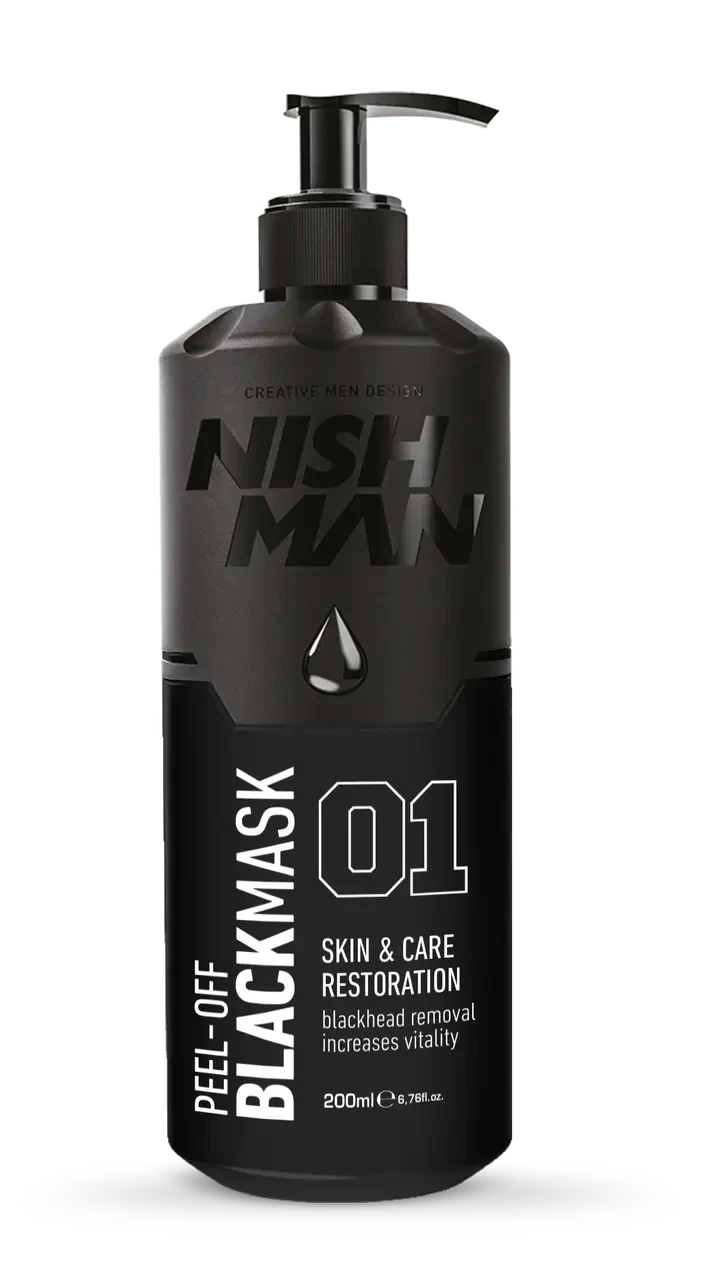 Чорна маска для обличчя Nishman Peel-Off Black Mask із дозатором 200мл, фото 1