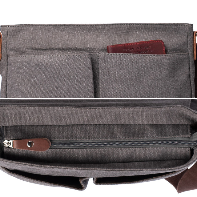 Фото чоловічий месенджер через плече Augur сірого кольору Фото чоловічий месенджер через плече Augur сірого кольору