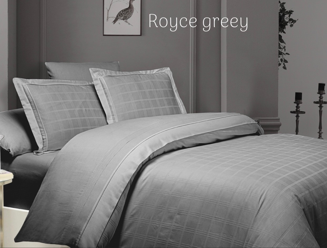 Постільна білизна сатин Delux євро розмір First Choice Royce greey, фото 1