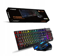 Комплект проводной механической игровой клавиатуры + мышка с радужной светодиодной подсветкой Forev Q305S