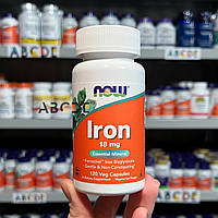 Now Foods Iron, хелатное железо (бисглицинат), 18 мг, 120 растительных капсул