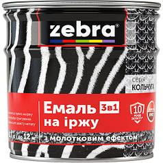 Емаль 3 в 1 молоткова "ZEBRA" серія "Кольчуга" срібляста 0,75 л