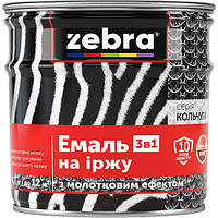 Эмаль 3 в 1 молотковая "ZEBRA" серия "Кольчуга" тёмно-зелёная 0,75 л