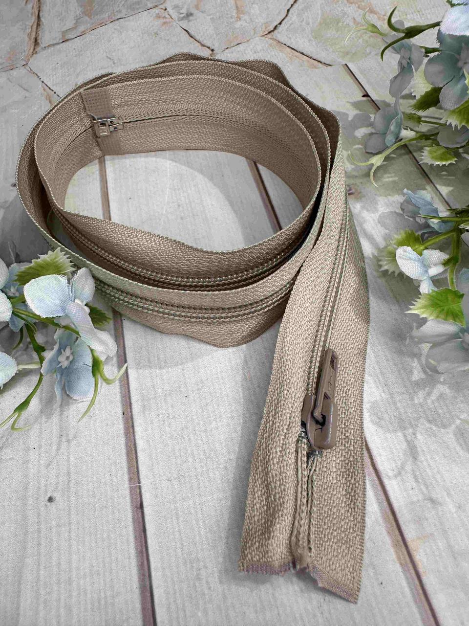 Спіральна пластикова блискавка 75см Тип-5 роз'ємна. Колір - світло бежевий, фото 1