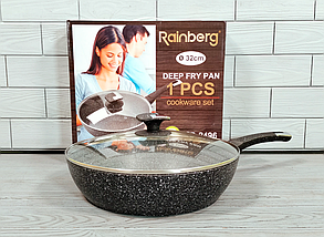 Універсальна сковорода 32 см із мармуровим антипригарним покриттям Rainberg RB-2496 / Сковорода для всіх плит