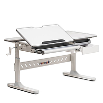 Комплект парта з пеналом Fundesk Fiore Grey + стілець стільчик Fundesk SST3LS Grey для школяра хлопчика, фото 2