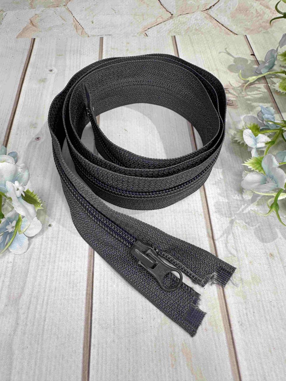 Спіральна пластикова блискавка 75см Тип-5 роз'ємна. Колір - темно сірий, фото 1