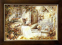 Картина пейзаж из янтаря " Домашний уют" 40*60 см