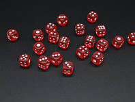 Гральні кубики червоні для покеру, настільних ігор, з білими крапками, розмір 12 мм, закруглені кути