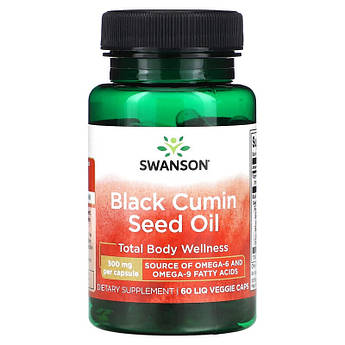 Олія насіння чорного кмину 500 мг Swanson Black Cumin Seed Oil для підтримки імунітету 60 капсул