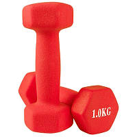 Гантель 1 кг с неопреновым покрытием для фитнеса, аэробики, тренировок Красный