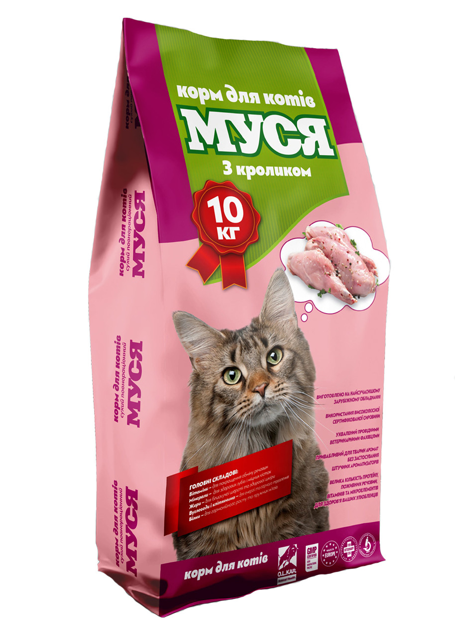 Корм для котів Муся 10 кг зі смаком кролика