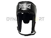 Открытый боксерский шлем тренировочный Everlast из экокожи (черный)