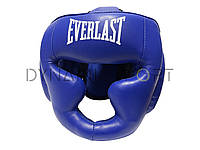 Закритий боксерський шолом Everlast із еко-шкіри синій з повним захистом