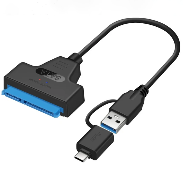 Адаптер USB 3.0/USB Type-C — SATA 2.5 для жорсткого диска HDD/SSD до 6 Гбіт/сек, 20 см, Чорний, Athand