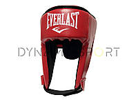 Открытый боксерский шлем тренировочный Everlast из экокожи (красный)