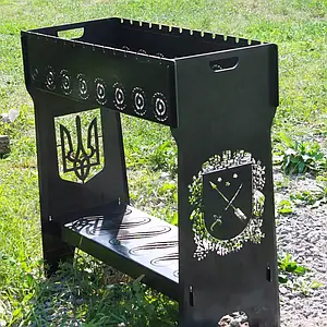 Мангал переносний для пікніка Мангал розкладний високий на 14 шампурів із підставкою для дров