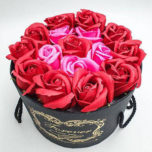 Подарунковий набір мильних троянд Forever I love you Подарунковий набір букет із мила в капелюшній коробці Червоний