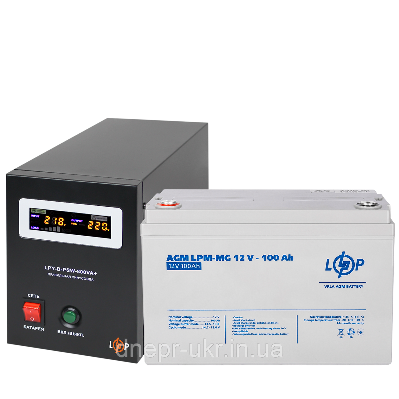 Комплект резервного живлення LP (LogicPower) ДБЖ + мультигелева батарея (UPS B800 + АКБ MG 1280W)