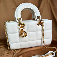 Женская сумочка на цепочке Dior белая, сумка повседневная женская маленькая, Женские маленькие сумки через пле