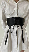 Ремень-корсет женский имитация подтяжки для чулок широкий эко-кожаный массивный на платье