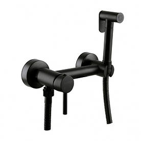 Змішувач гігієнічний Globus Lux MILANO GLN-6BB-106MIX Cold/Hot зі стіни, Шланг-120 мм, латунь, Чорний Мат.