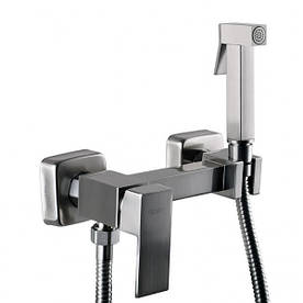 Змішувач гігієнічний Globus Lux MILANO GLN-5-106MIX-SS Cold/Hot зі стіни, Шланг-120 мм, латунь, Сталевий