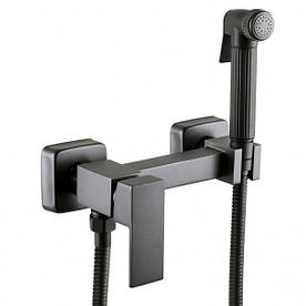 Змішувач гігієнічний Globus Lux MILANO GLN-5-106MIX-Graphit Cold/Hot зі стіни, Шланг-120 мм, латунь, Графіт